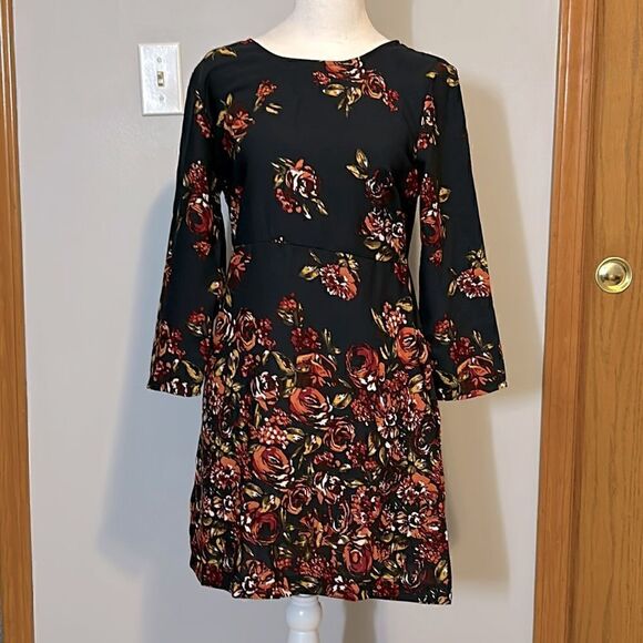 Abercrombie & Fitch Floral Ombre A Line Mini 3/4 Sleeve Dress Size S BIN D - Picture 1 of 7